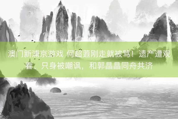 澳门新浦京游戏 何超蕸刚走就被骂！遗产遭观看、只身被嘲讽，和郭晶晶同舟共济